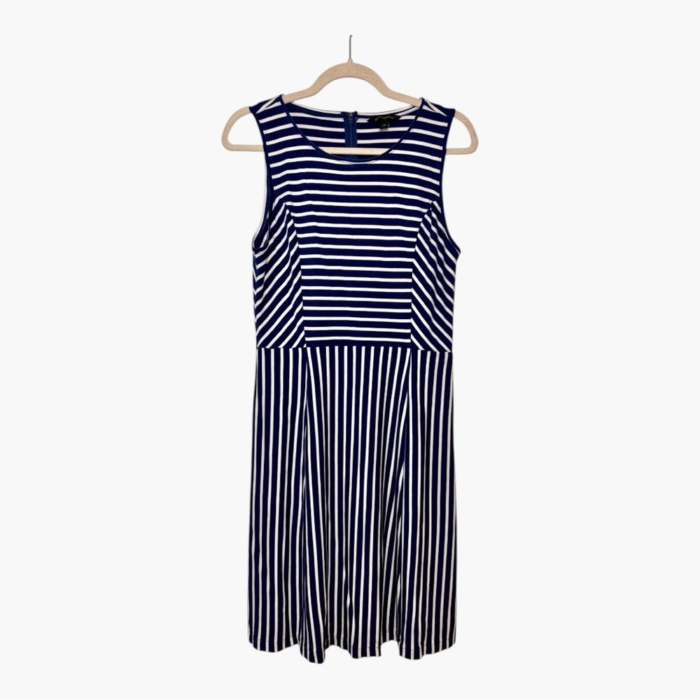 Banana Republic Navy Stripe Sleeveless Midi Dress Modern Preppy Minimalist 12